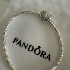 Pandora Silver Mickey Mouse theme Disney Heart Clasp Bracelet